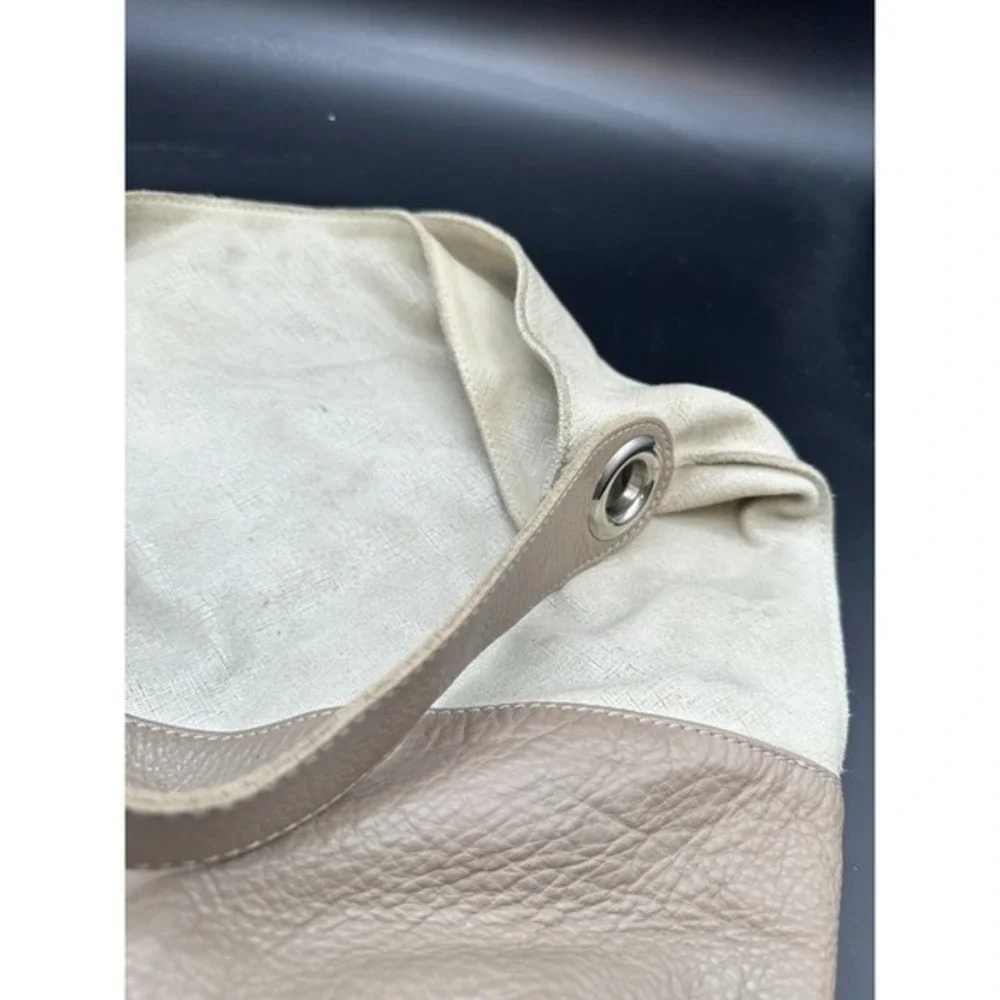 Innue Beige White Metallic Leather Hobo Bag Made in‎ Italy Large